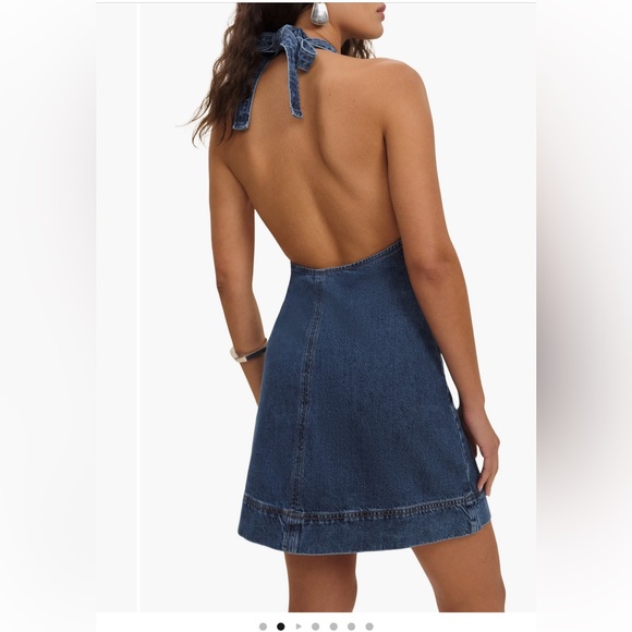 NWT Reformation Brittany Halter Denim Halter Dress - Picture 3 of 16